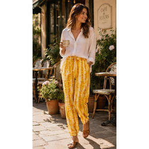 ชุดนอนผ้าเรยอนย้อมสีแบบไทไดสำหรับผู้หญิง เนื้อผ้านุ่ม ระบายอากาศดี เอวยางยืด มีกระเป๋าข้าง 2 ช่อง ปิดด้วยกระดุม ชุดนอนน่ารัก - Product Image 3