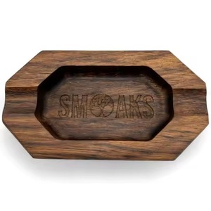 Cenicero de Madera para Cigarrillos con Cajón, Porta Cenizas de Mesa con 4 Ranuras para Cigarrillos - Product Image 1