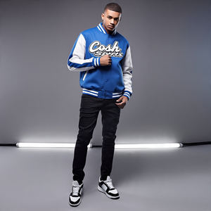 Veste universitaire en similicuir véritable pour hommes avec broderie de logo personnalisé, style décontracté, couleur dégradée, veste universitaire de baseball boutonnée - Product Image 5