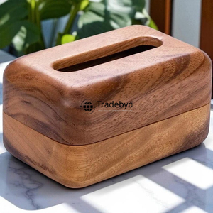 Elegant Premium Quality Wooden Tissue <b>Box</b> & Holder <b>Floral</b> Pattern Engraved Design for Living Room Dining Table Decor Tradebyd - Product Image 5