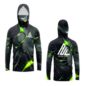 Camisa con capucha de pesca a prueba de viento transpirable de manga larga UPF 50 personalizada para hombres con protección UV Sudadera con capucha de secado rápido - Product Image 2