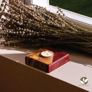 Portavelas de Té Moderno de Madera Maciza y Resina Hecho a Mano Único de Solobeat, Adorno para el Hogar, Muebles de Cocina - Product Image 2