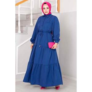 Robe Hijab Longue à Demi-Boutons Saxe - Product Image 3