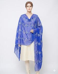 Original for Embroidery Chiffon Hijab Lightweight Soft Luxurious Fabric Floral Pattern Rhinestone Embellished Breathable Shawl - Product Image 1