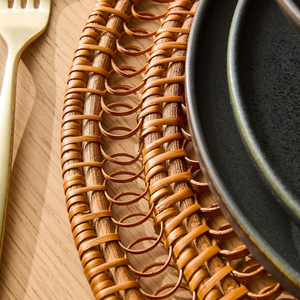 Mantel Individual redondo tejido de ratán al por mayor, mantel de mesa de mimbre Natural, plato cargador decorativo, vajilla de comedor ecológica - Product Image 6