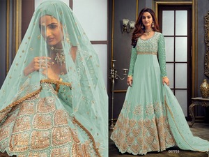 Tissu net robe de broderie lourde Style pakistanais Salwar Kameez pour dames fête porter produit en vrac fait à la main - Product Image 5