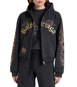 Warm Winter Autumn Custom Printed <b>Zipper</b> <b>Hoodie</b> <b>Women</b> ODM Front Logo Thick Fleece 100% Cotton Canvas Casual Streetwear Trendy - Product Image 2