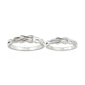 Juego de Anillos de Pareja Jeulia Classic Hercules Knot Twist con Circonita para Boda - Product Image 3