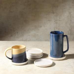 Classic Eco-Friendly Durable <b>Ceramic</b> <b>Coasters</b> Set of 6 with Raised Edges 4 Inch - Product Image 3