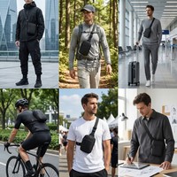 Sac bandoulière minimaliste noir personnalisé en nylon, résistant aux déchirures, grande capacité, sac à dos pour techniciens