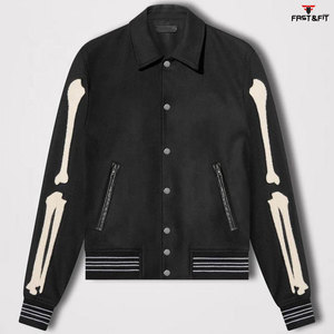 2025 diseño personalizado moda bordado parche Varsity chaqueta clásica universidad béisbol estilo 100% lona de algodón para hombres invierno - Product Image 4