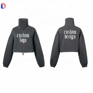 2021 sweat à capuche personnalisé en gros rue oreille cordon sweats sweats à capuche courts femmes sweats à capuche pull - Product Image 2