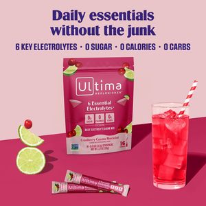 Ultima Replenisher Daily <b>Electrolyte</b> <b>Powder</b> – Cranberry Cosmo, 16 Stick packs - Product Image 6
