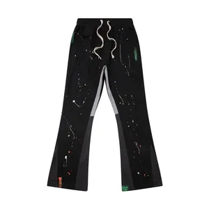 New Custom Logo Men's Stacked Sweat <b>Trousers</b> High Street Fashion Pants Flare Jeans Punk Style Joggers - Product Image 1