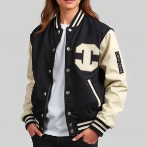 Chaqueta de béisbol universitaria vintage con estampado de chenilla personalizada y manga de cuero auténtico con cuerpo de lana - Product Image 1