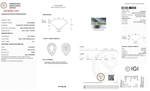Pera taglio brillante 5.47 carato fantasia blu verdastro intenso VS1 IGI certificato diamante coltivato in laboratorio - Product Image 2