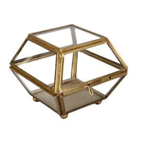 Gafas Relojes y accesorios Caja de joyería con marco dorado Caja de joyería de metal y vidrio Caja de vidrio de metal hecha a mano - Product Image 1