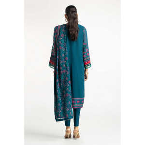 Conjunto de Traje de 3 Piezas en Chifón Bordado Color Verde Azulado para Mujer - Product Image 3