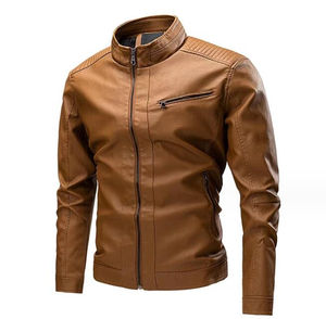 Veste en cuir PU de poche pour motard, tenue d'automne et d'hiver pour hommes, nouveau manteau en cuir vintage et décontracté - Product Image 1