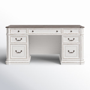 Colchester Office Credenza <b>Desk</b> with USB Ports Rectangular Metal Frame Writing Computer <b>Desk</b> - Product Image 3