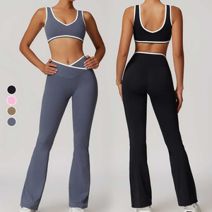 2 piezas gimnasio Activewear entrenamiento deportes Yoga conjunto Material transpirable cintura de moda cómodo Top Leggings reciclado - Product Image 5