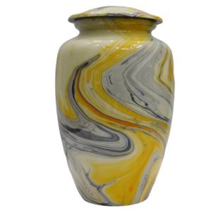 โกศเผาศพอลูมิเนียมสำหรับผู้ใหญ่พร้อมแถบสลักพิวเตอร์และเคลือบสีฟ้าสำหรับขี้เถ้าของมนุษย์ - Product Image 4