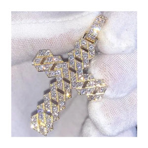 Bling Hip Hop Jewelry Gift Rose <b>Gold</b> Plated 925 Sterling Silver VVS Moissanite Iced Men's Jesus Cuban Link <b>Cross</b> Pendant - Product Image 5