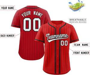 Camiseta de béisbol de corte atlético con botones personalizada, camiseta de softball de malla de secado rápido, aparejos de control de humedad, sarga, ropa deportiva de talla grande - Product Image 2