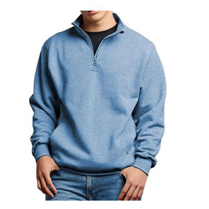 Personalizado de color sólido de media cremallera regular de manga larga de talla grande sudadera de los hombres cuarto de cremallera sudadera para los hombres servicio del OEM - Product Image 4