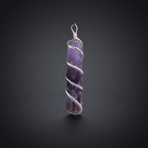 Wholesale natural Amethyst stone pencil point pendant healing crystal pendant jewellery <b>silver</b> <b>wire</b> wrapped pendant - Product Image 1