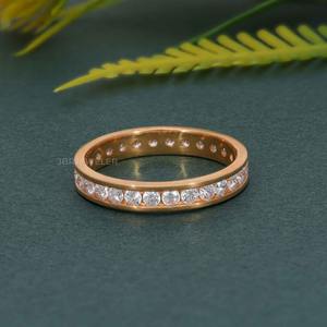Juego de canales de oro sólido de 14K con diamante cultivado en laboratorio VVS certificado IGI de gama alta, anillo de boda eterno, joyería fina de lujo para mujer - Product Image 4