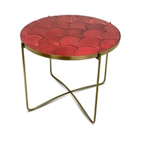 Table basse ronde en aluminium doré avec plateau en verre, design moderne, mobilier de salon de luxe, logo personnalisé, best-seller
