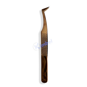 แหนบถอนขนตาแบบโค้งสีโรสโกลด์ปลายเส้นใยสแตนเลสสำหรับการต่อขนตา - Product Image 2