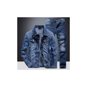 ชุดสูทผ้ายีนส์และกางเกงยีนส์สำหรับผู้ชายชุดออกกำลังกายสองชิ้นสำหรับผู้ชาย - Product Image 1