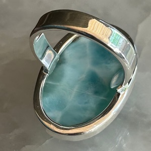 Diseñador hecho a mano 925 plata esterlina Larimar anillo boda aniversario compromiso joyería anillo hecho a medida - Product Image 6