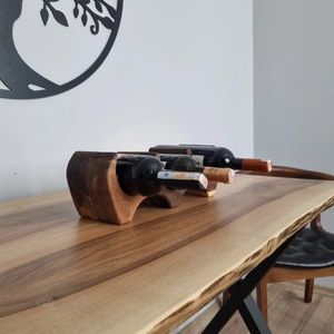 Precio asequible Mango estante de vino de madera exhibición encimera botella de almacenamiento soporte de vino para Bar restaurante Hotel y decoración del hogar - Product Image 4