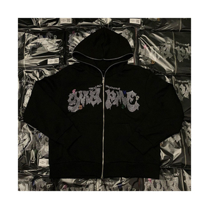 Sweat à capuche d'hiver en molleton de coton 100% sur mesure avec motif solide et impression de logo de broderie 3D personnalisée - Product Image 2