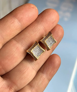 Rhodium Plated Round Cut <b>Moissanite</b> Diamond 925 Silver <b>Earring</b> With Pave Set Stud <b>Earring</b> Geometric Stud For Unisex - Product Image 2