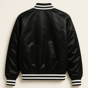 Chaqueta de bombardero de satén Premium personalizada para hombres y mujeres Chaqueta bordada ligera brillante Chaqueta de equipo al por mayor OEM - Product Image 2