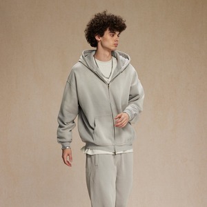 Sweat à capuche en coton vintage pour hommes, en détresse, lavé, surdimensionné, poids lourd, couleur unie, décontracté, automne et hiver - Product Image 5