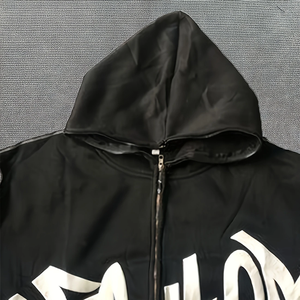 Nouveauté 2025 Designs et logo personnalisés Sweat à capuche entièrement zippé Sweat à capuche délavé Sweat à capuche zippé avec impression en relief pour hommes - Product Image 3