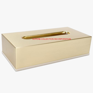 Elegante caja de pañuelos Rectangular de acero inoxidable dorado, organizador dispensador de servilletas para baño, sala de estar, mesa, almacenamiento de servilletas - Product Image 1