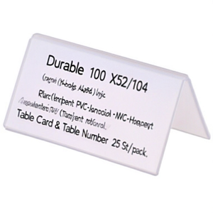 Tarjetas y Números de Mesa Transparentes de PVC-Hardfoil Resistentes de 100 x 52/104 mm, 25 Unidades por Paquete - Product Image 2