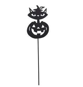 Bâton de jardin en fer décoratif unique avec chat noir mat pour décoration d'halloween personnalisé fait à la main en gros en vrac - Product Image 3
