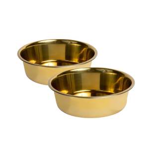 Bol alimentaire artisanal en acier inoxydable finition dorée pour chiens et chats – Meilleur produit pour la vente - Product Image 1