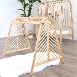 Natural Rattan Playgym for Baby Toddlers Wholesale Best Price Wicker Gym Frame with Hanging Toys and <b>Play</b> <b>Mat</b> - Product Image 3