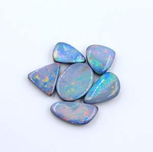 6 pièces d'opale australienne naturelle Doublet pierres précieuses Cabochon multicolore pleine pierre de feu en blanc noir argent perles en vrac pierres précieuses - Product Image 6