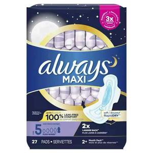 For Always Infinity Super Absorbent Feminine Pads Size <b>4</b> Overnight <b>26</b> Count <b>X</b> 3 Packs (78 Count Total) for Women - Product Image 2