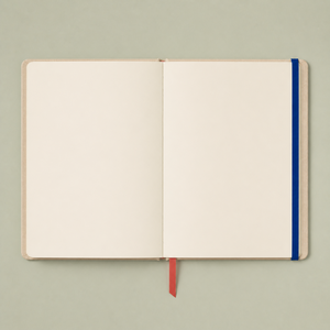 Cuaderno de Paleta de Artista Personalizado LABON, Tapa Dura de Lino Beige, Borde con Lámina Dorada, Pinturas Impasto, Pincel, Cinta Azul Rey y Coral - Product Image 3