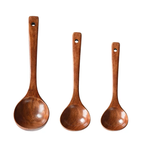 Cuchara de sopa de madera de grado alimenticio reutilizable mango largo utensilios de fiesta para el hogar utiliza cuchara de sopa de madera mejor diseño - Product Image 6